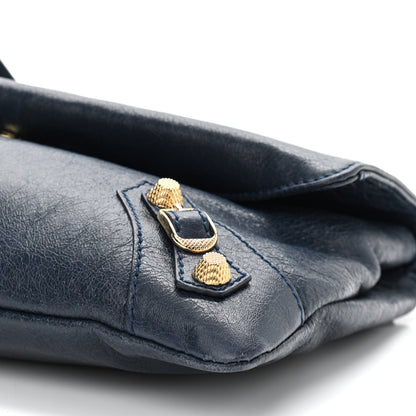 Balenciaga Agneau Giant 12 Gold Hardware Envelope Strap Clutch Bleu Obscur 10 of 11