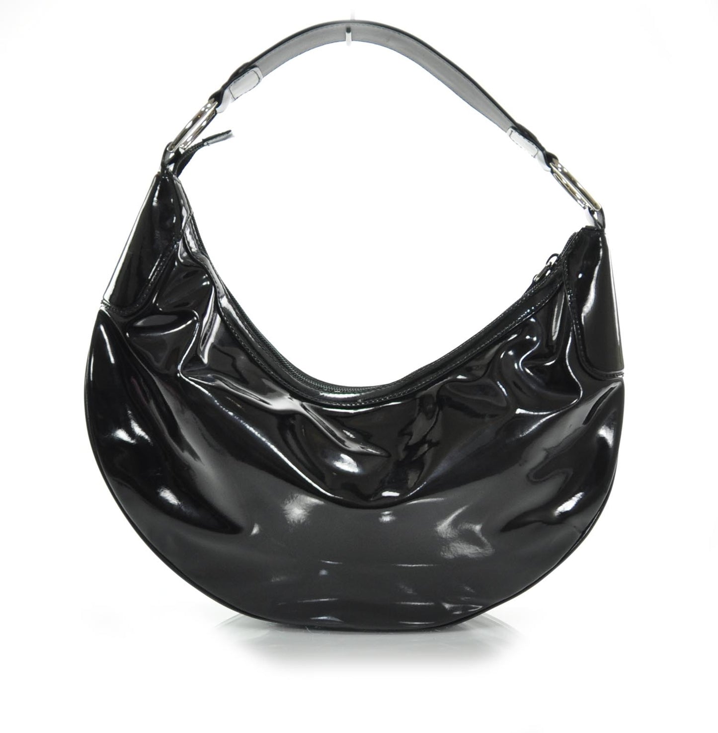 Patent Half Moon Hobo Black