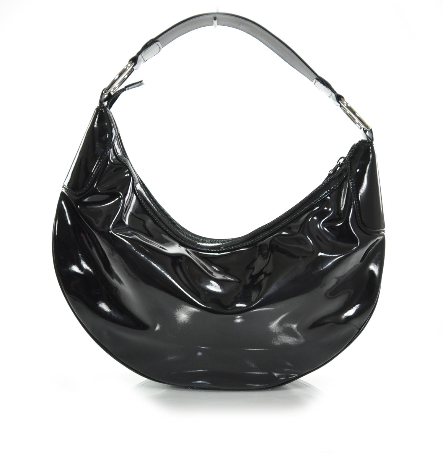Gucci Patent Half Moon Hobo Black 3 of 9