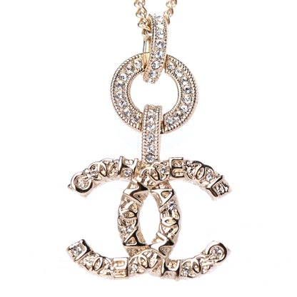 Chanel Crystal CC Logo Pendant Necklace Gold 3 of 4