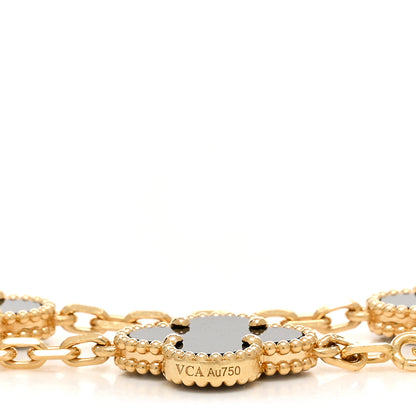 Van Cleef & Arpels 18K Yellow Gold Black Onyx 5 Motifs Vintage Alhambra Bracelet 3 of 5