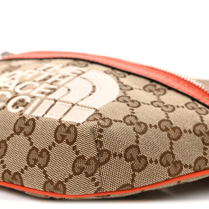 Gucci X THE NORTH FACE Monogram Textured Dollar Calfskin Embroidered Belt Bag Beige Ebony Mystic White Deep Orange 11 of 12