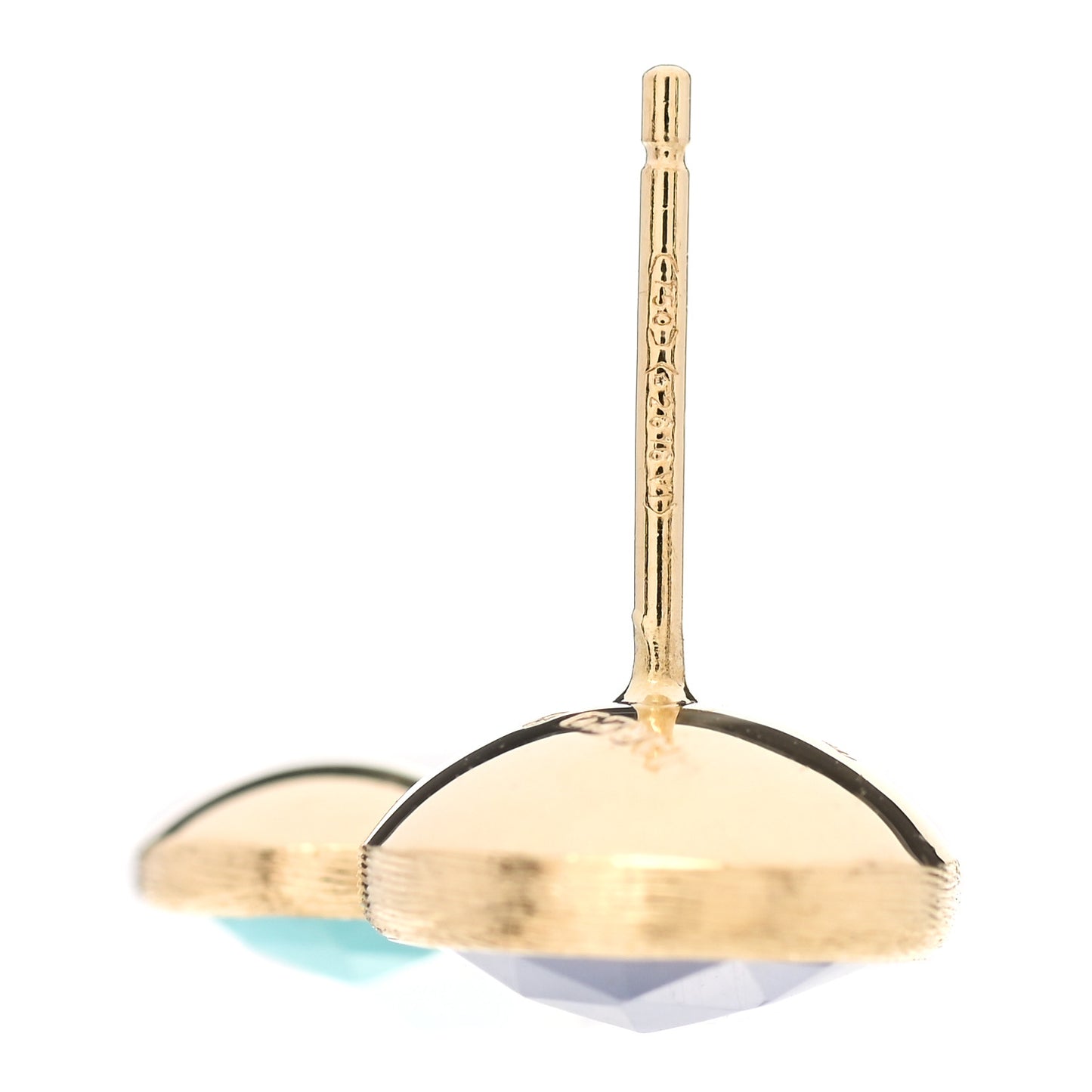 18K Yellow Gold Turquoise Chalcedony Jaipur Stud Earrings