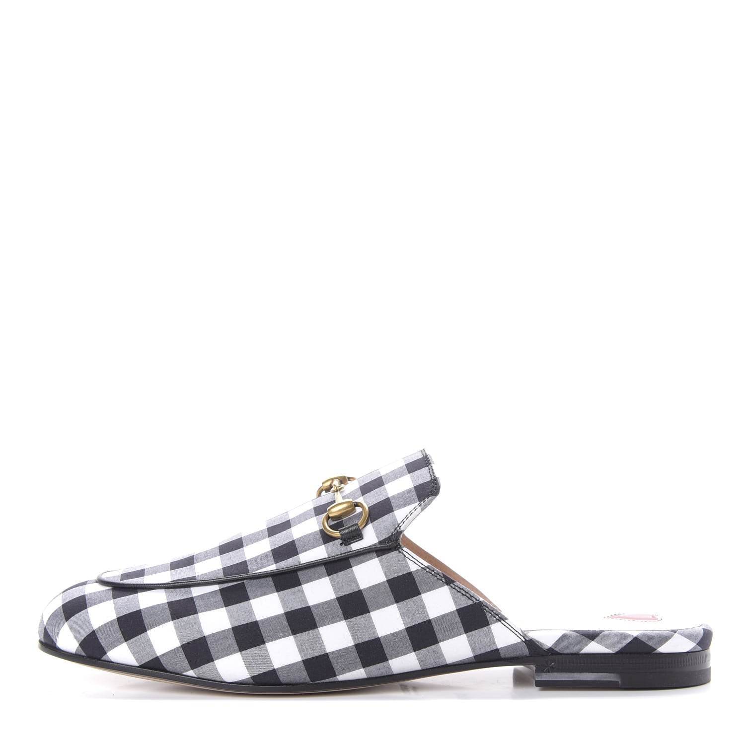 Gucci Cotton Gingham Womens Princetown Slippers 38.5 White Black 1 of 10