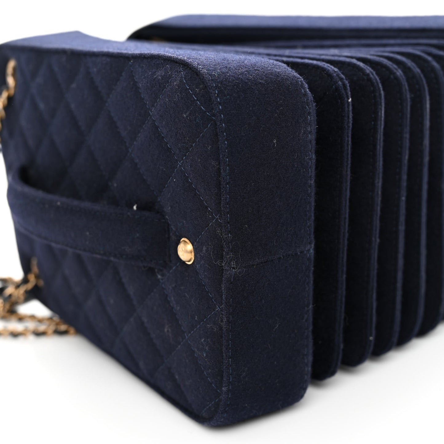 Wool Felt Accordion Bag Navy