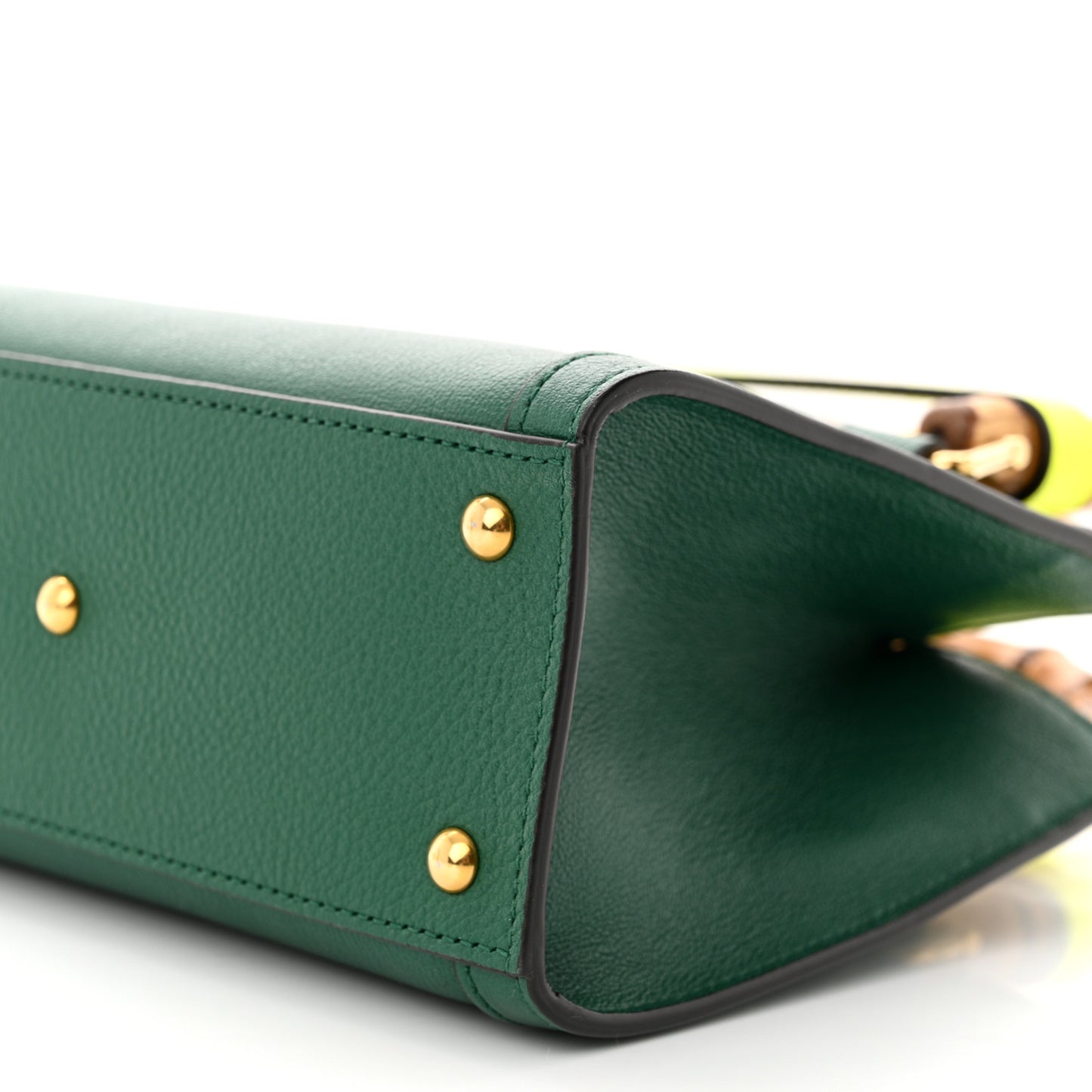 Wonka Grain Calfskin Mini Diana Tote Bag Green Yellow Fluo