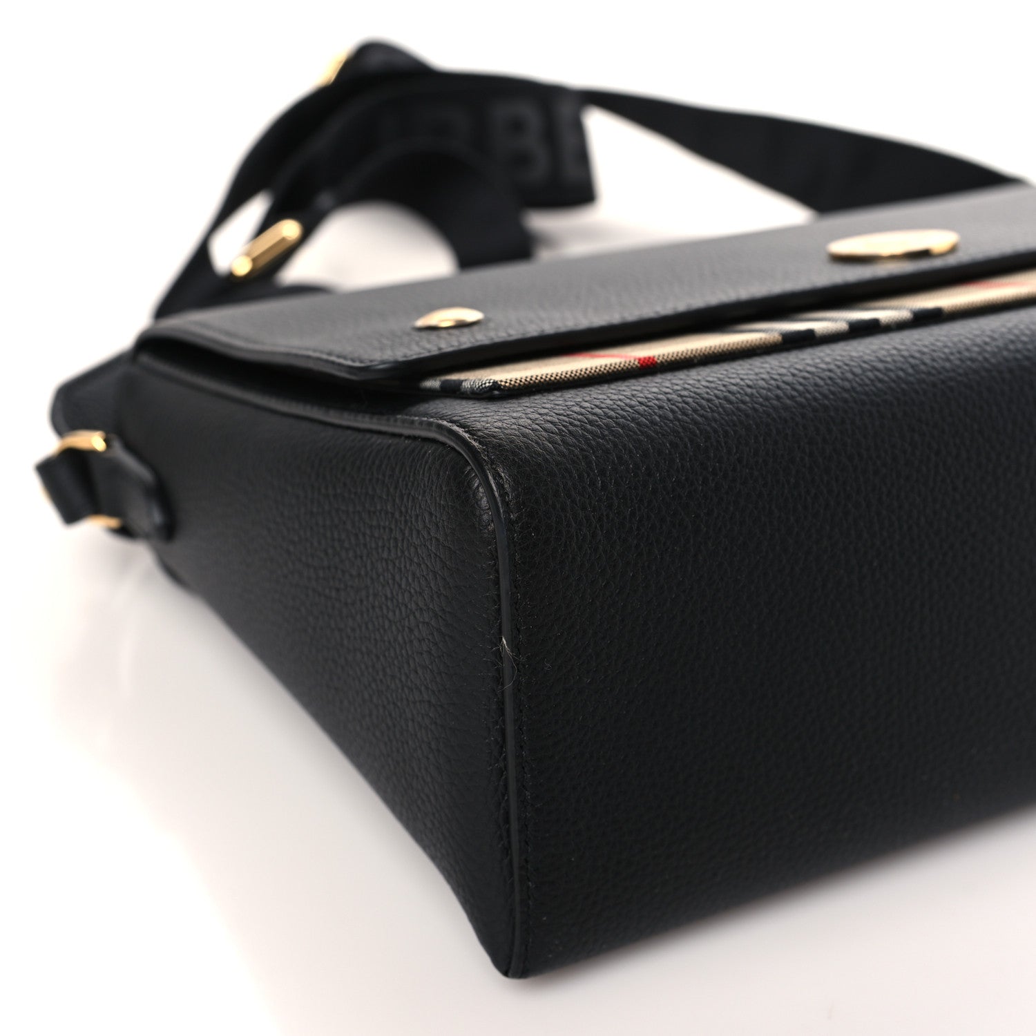 Burberry Grainy Calfskin Vintage Check Note Crossbody Bag Black 7 of 8