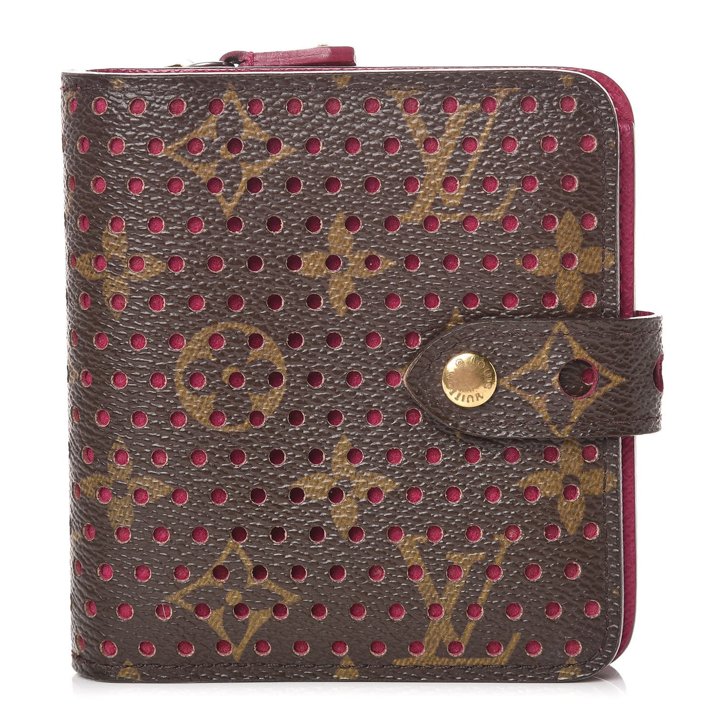 Monogram Perforated Compact Zipped Wallet Fuchsia
