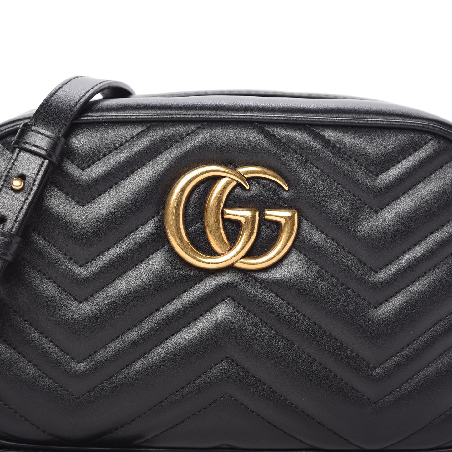 Calfskin Matelasse Small GG Marmont Chain Shoulder Bag Black