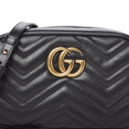 Gucci Calfskin Matelasse Small GG Marmont Chain Shoulder Bag Black 10 of 10