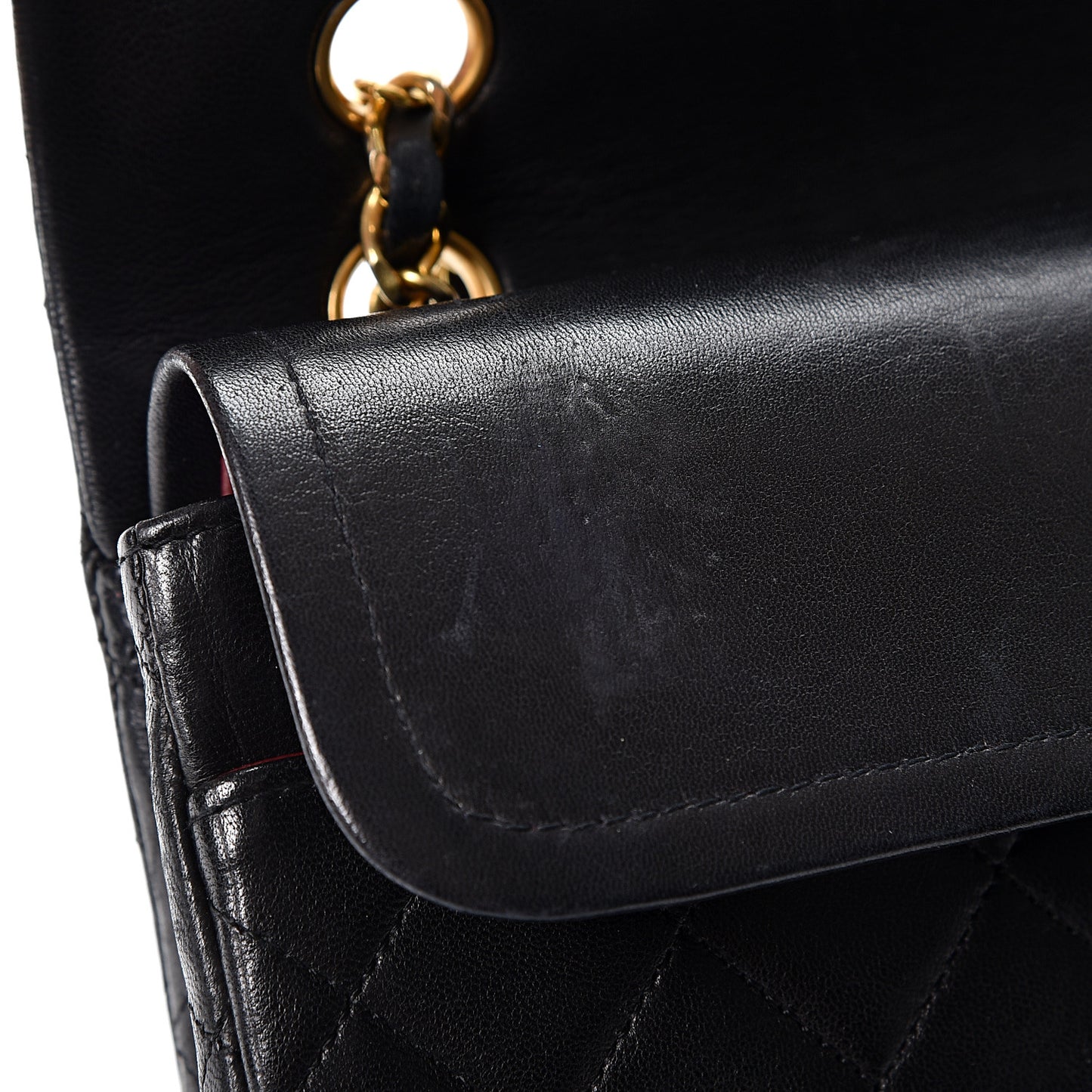 Lambskin Quilted Medium Double Flap Black