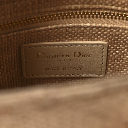 Christian Dior Raffia Woven Cannage Embroidered Mini Lady D-Lite Natural Black 6 of 10