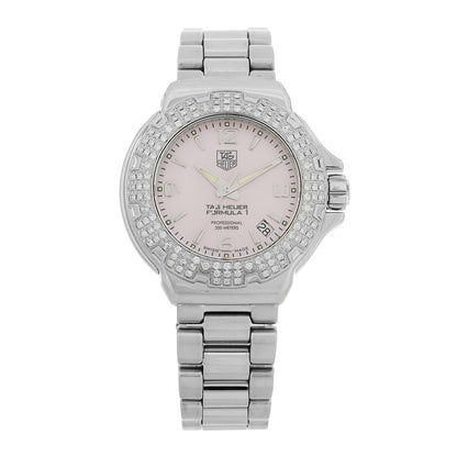 Tag Heuer Stainless Steel Diamond Bezel Pink Mother of Pearl 36mm Formula 1 Lady Quartz Watch WAC1216-0 1 of 4