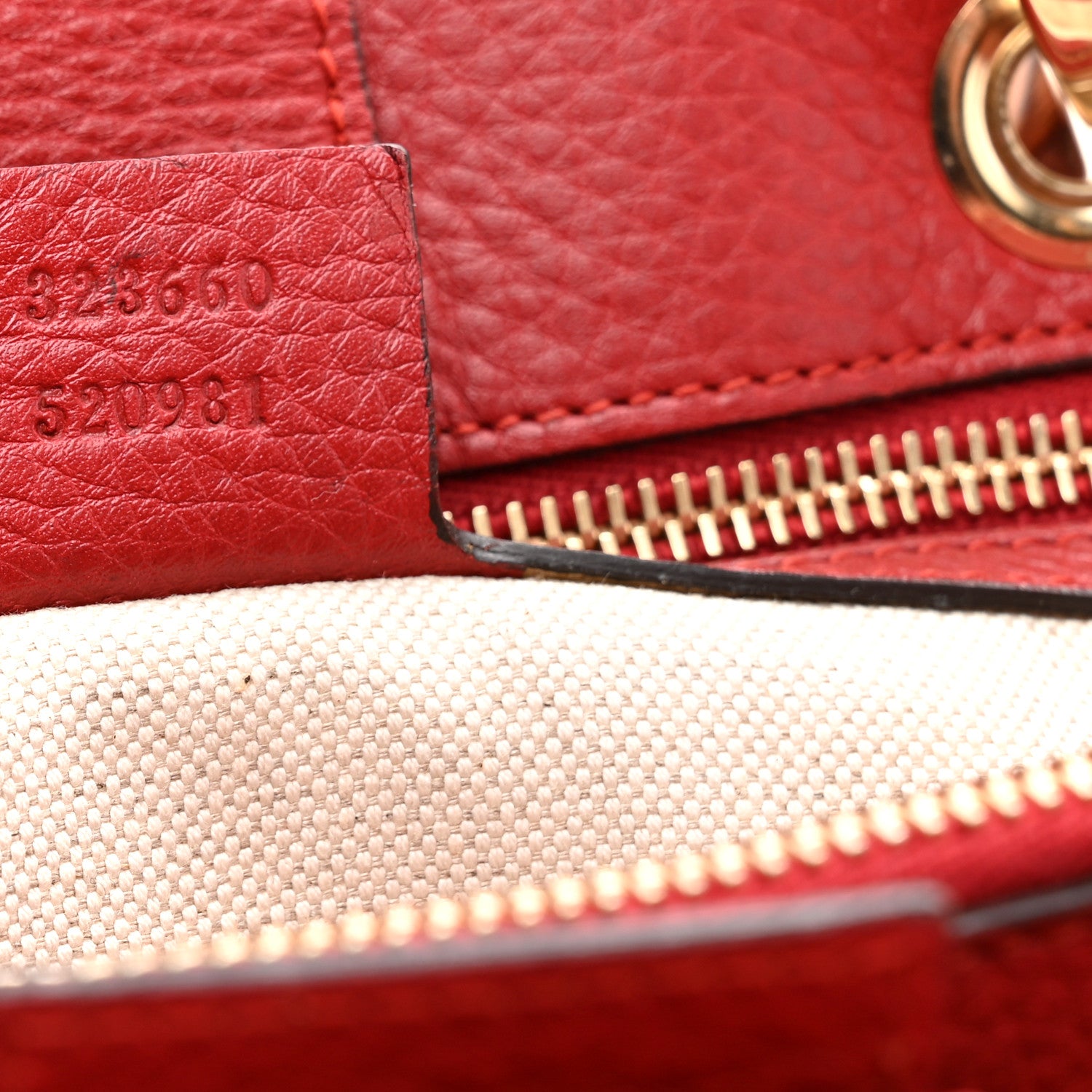 Gucci Pebbled Calfskin Medium Bamboo Shopper Tote Red 1857675