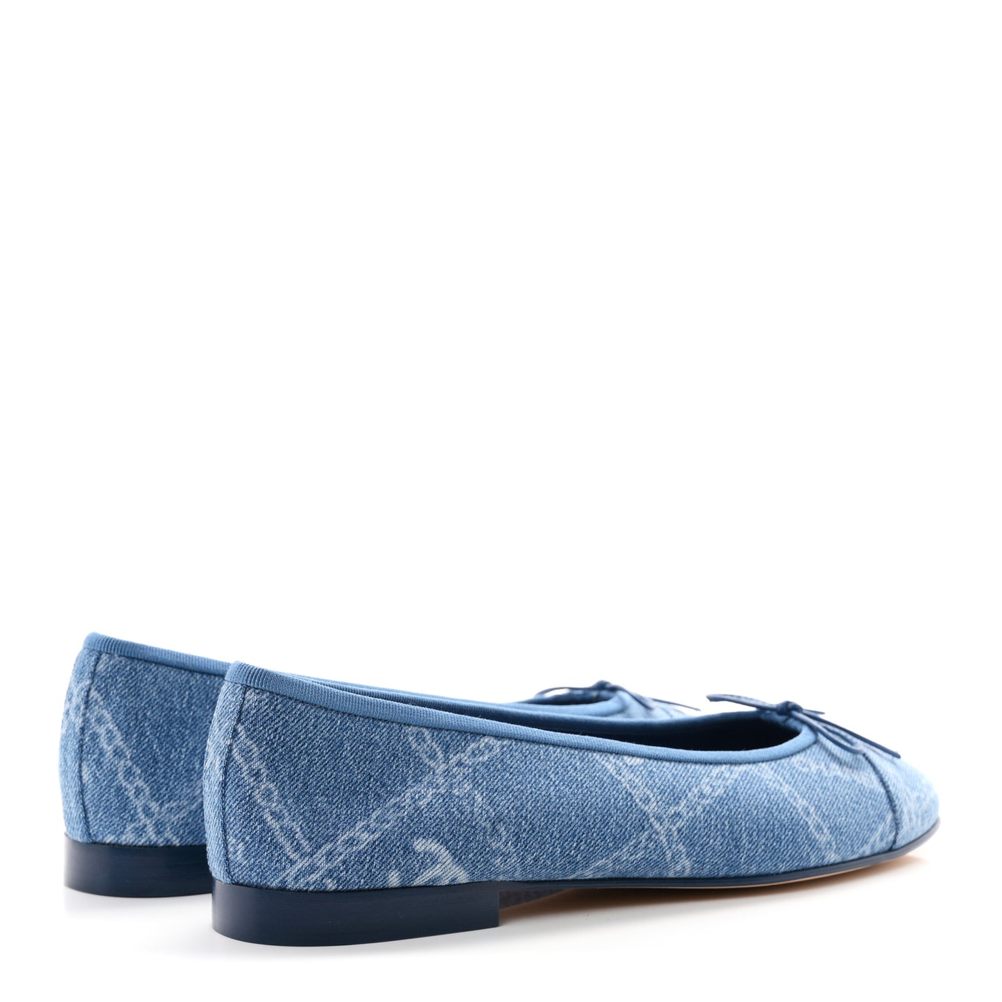 Denim Printed Cap Toe Ballerina Flats 41 Blue