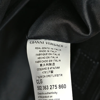 Versace Vitello Calfskin Signature Tote Black White 7 of 11
