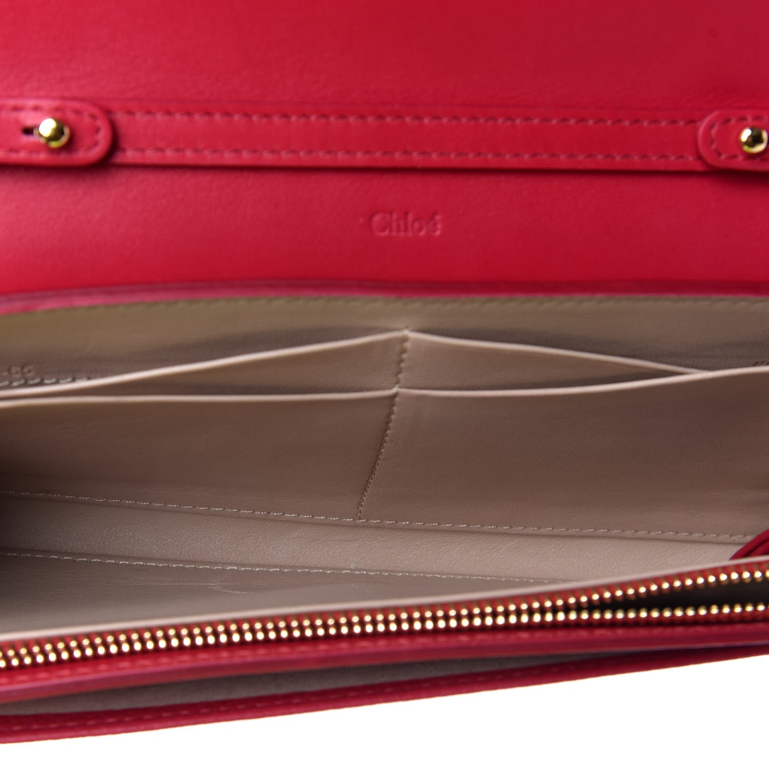 Chloe Shiny Grained Calfskin Aby Wallet on Chain Crimson Pink 4 of 12