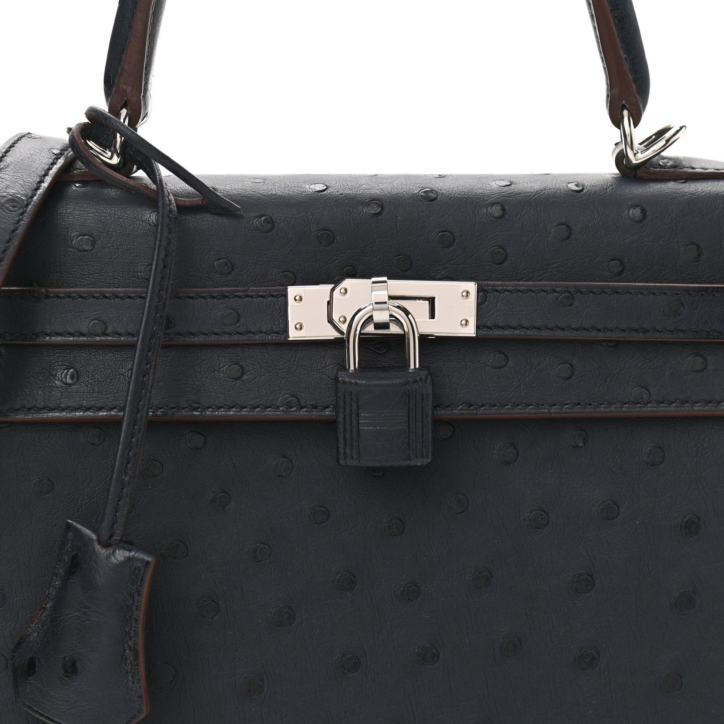 Ostrich Horseshoe Kelly Sellier 25 Bleu Indigo Rose Tyrien