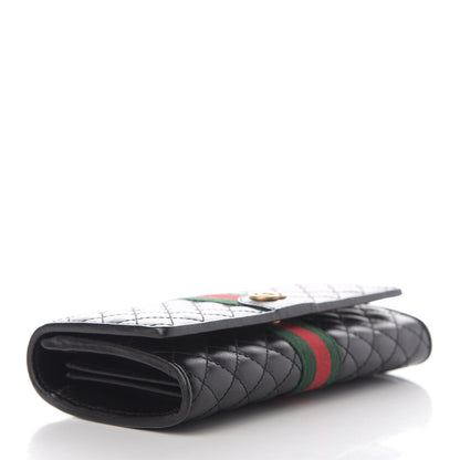 Gucci Calfskin Web Trapuntata GG Continental Wallet Black 4 of 13