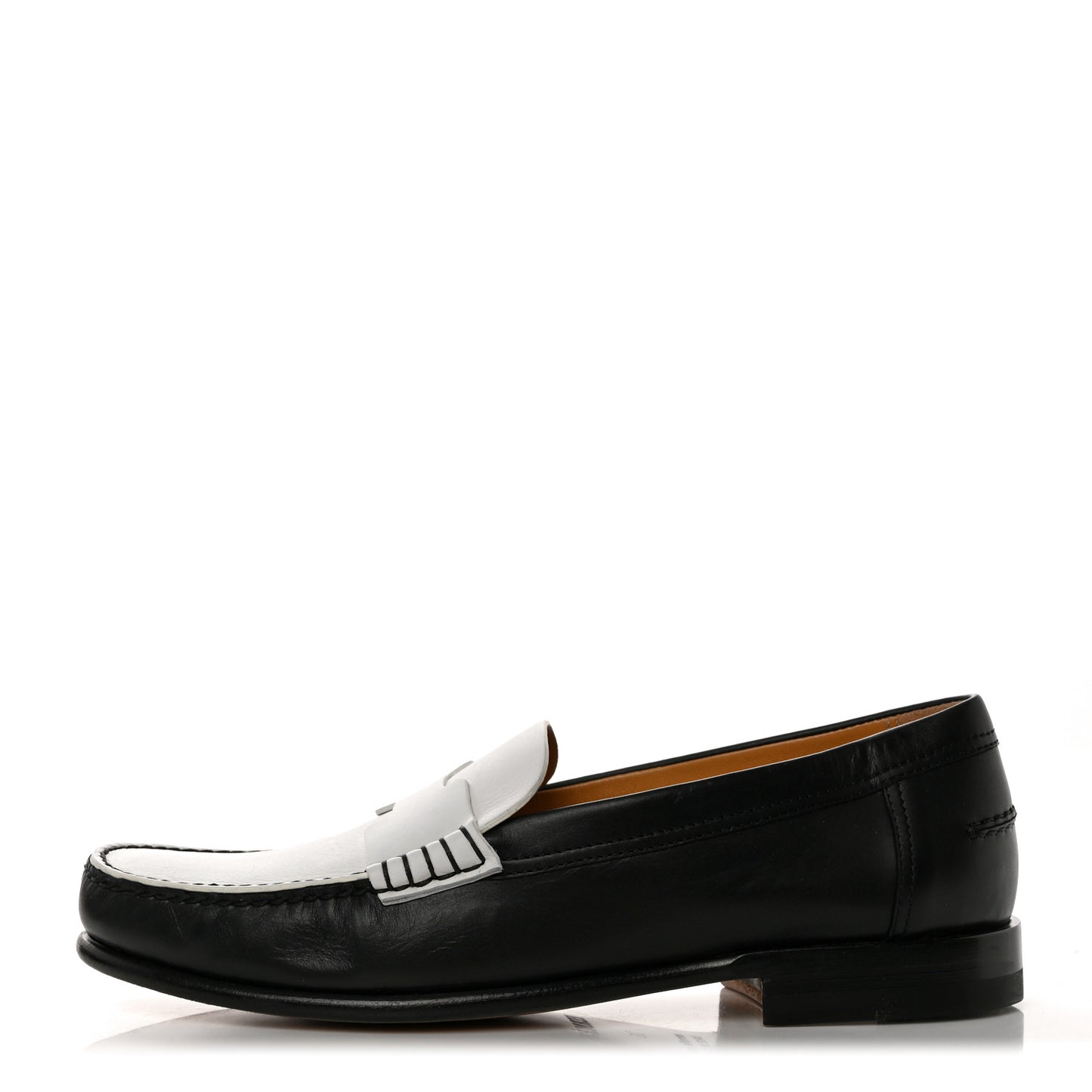 Calfskin Womens Kennedy Loafers 36 Black White