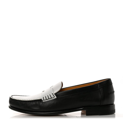 Hermes Calfskin Womens Kennedy Loafers 36 Black White 1 of 9