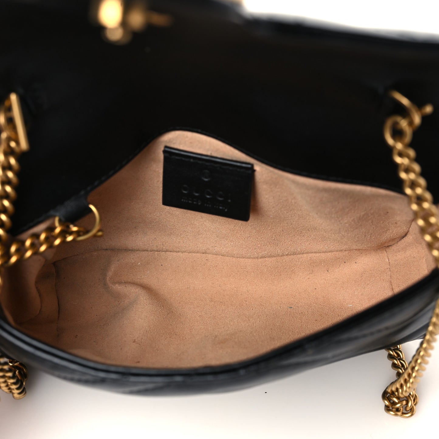 Calfskin Matelasse Super Mini GG Marmont Shoulder Bag Black