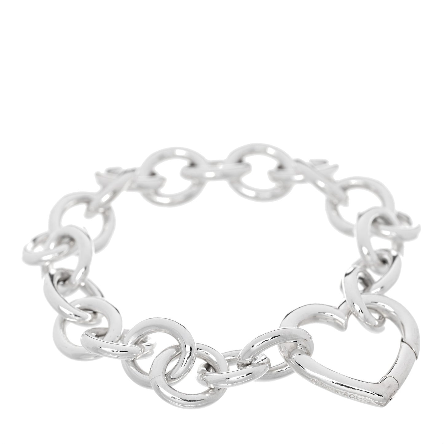 Sterling Silver Open Heart Clasp Bracelet