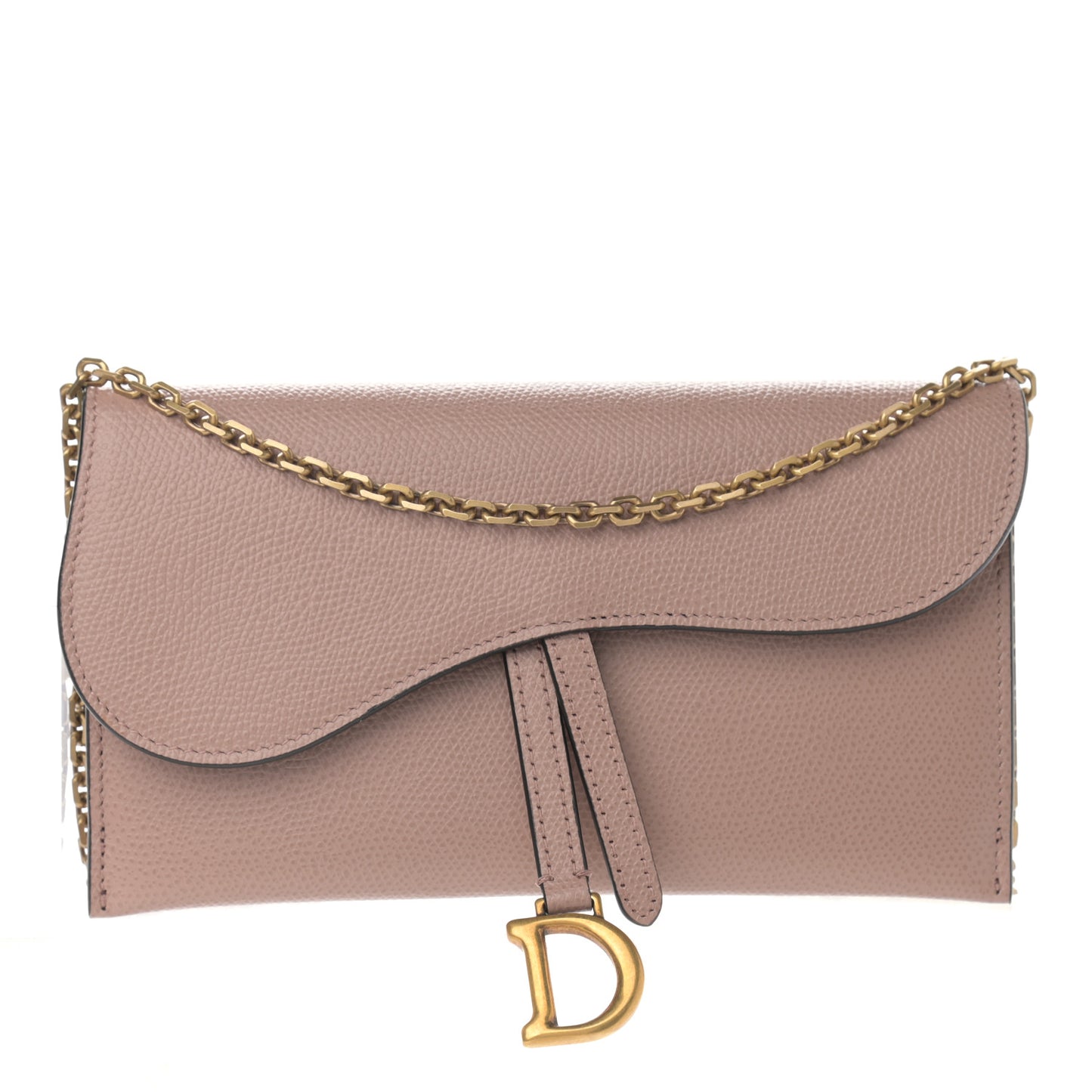 Grained Calfskin Saddle Chain Wallet Pouch Fard