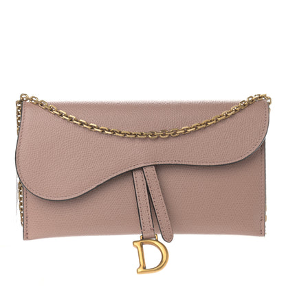 Christian Dior Grained Calfskin Saddle Chain Wallet Pouch Fard 2 of 11