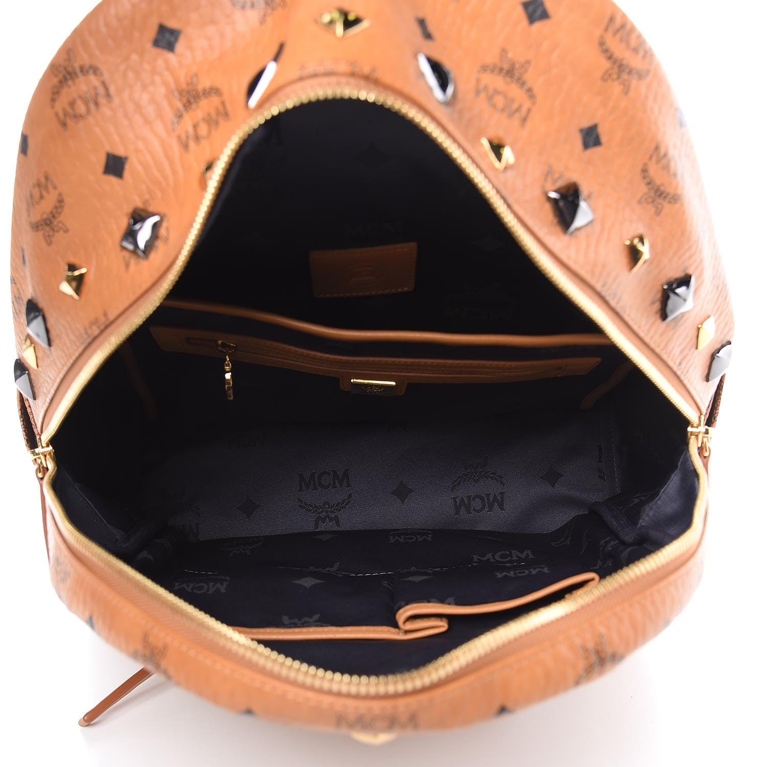 MCM Visetos Studded Medium Stark M Backpack Cognac 5 of 8