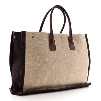 Saint Laurent Linen Calfskin Rive Gauche Tote Natural 3 of 11