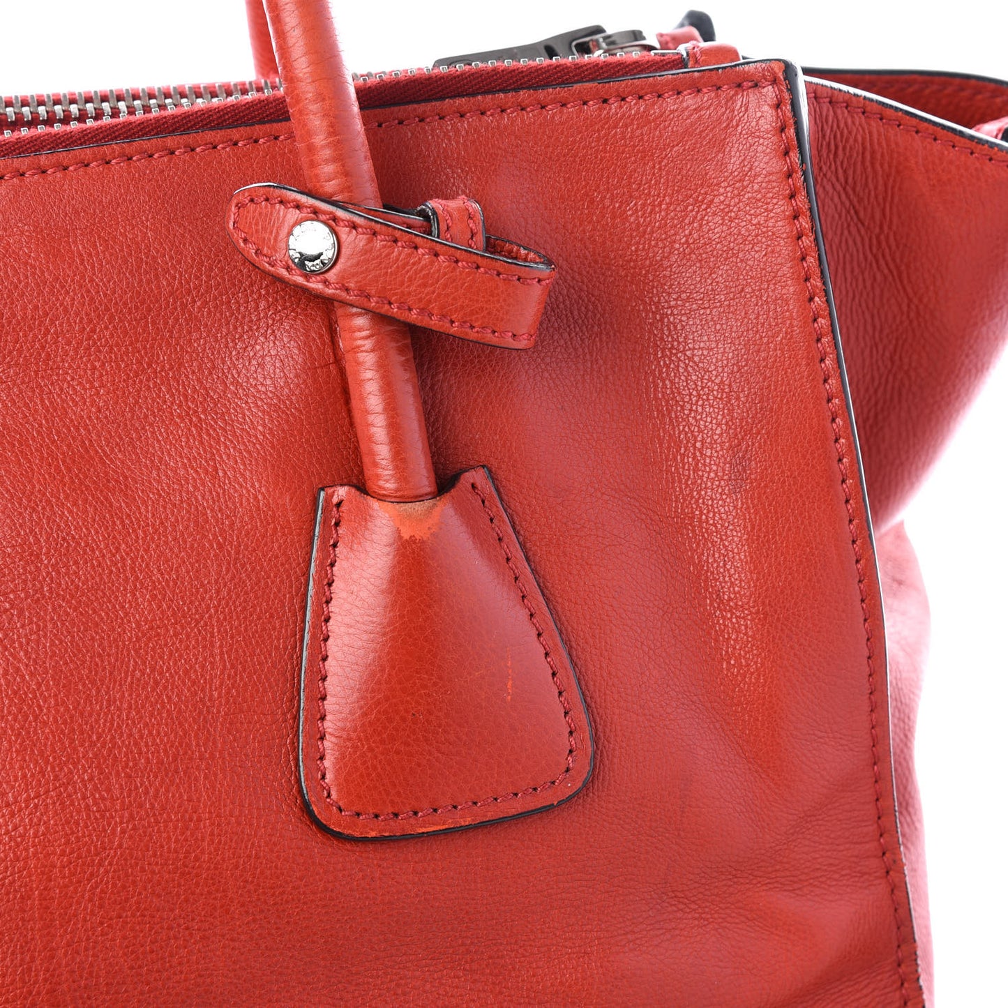 Vitello Phenix Twin Pocket Tote Orange