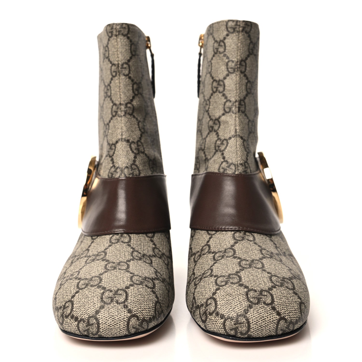 Gucci GG Supreme Monogram Malaga Kid Blondie 55mm Ankle Boots 37.5 Beige Ebony New Acero 2 of 9