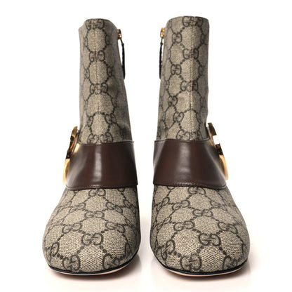 Gucci GG Supreme Monogram Malaga Kid Blondie 55mm Ankle Boots 37.5 Beige Ebony New Acero 2 of 9