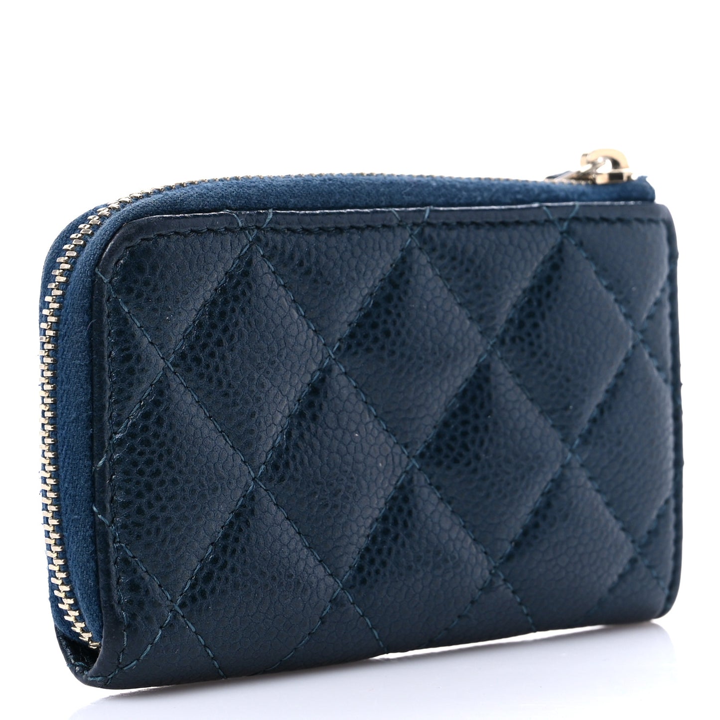 Caviar Quilted Key Holder Case Navy