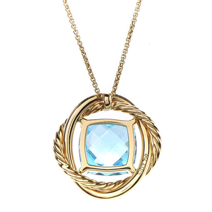 David Yurman 18K Yellow Gold Blue Topaz 11mm Infinity Pendant Necklace 5 of 9