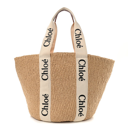 Chloe Raffia Large Woody Tote White 1 of 12
