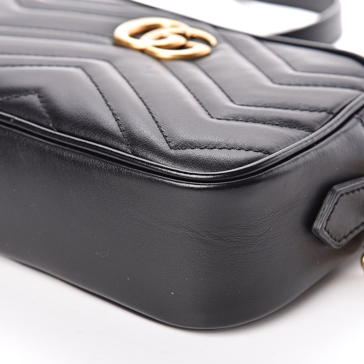 Calfskin Matelasse Mini GG Marmont Chain Shoulder Bag Black