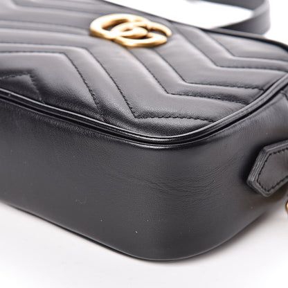 Gucci Calfskin Matelasse Mini GG Marmont Chain Shoulder Bag Black 11 of 12