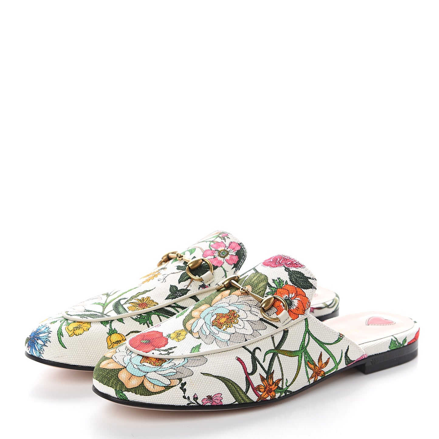 Canvas Flora Womens Princetown Slippers 38 White Multicolor