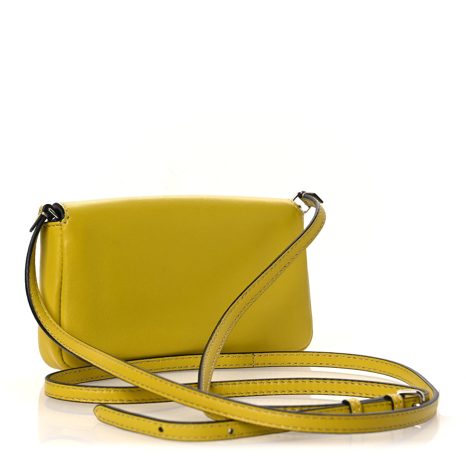 Fendi Nappa Rabbit Fox Fur Micro Buggie Baguette Lime Rosa 2 of 10