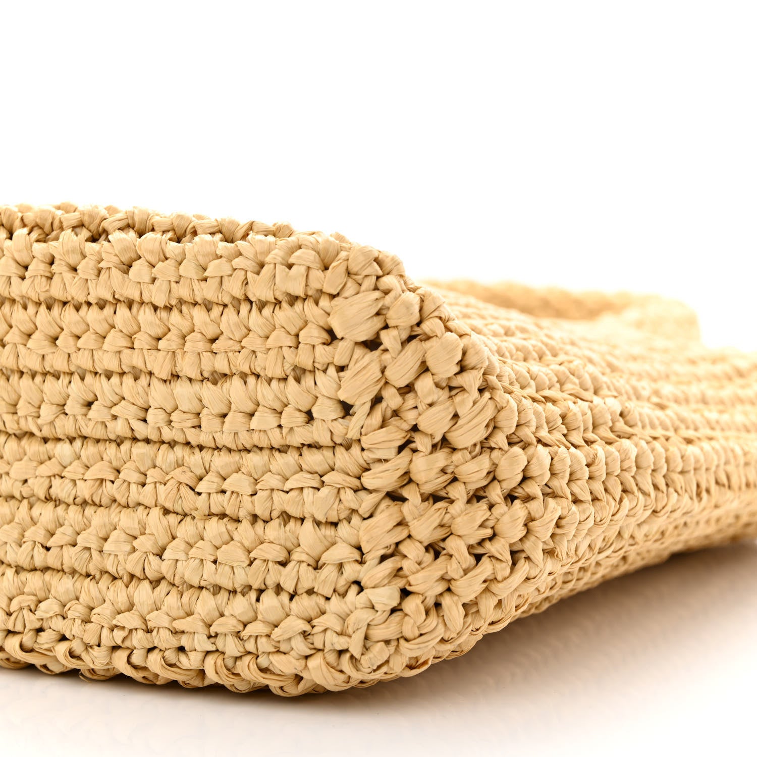 Prada Yarn Raffia Effect Crochet Embroidered Small Logo Tote Naturale 10 of 10