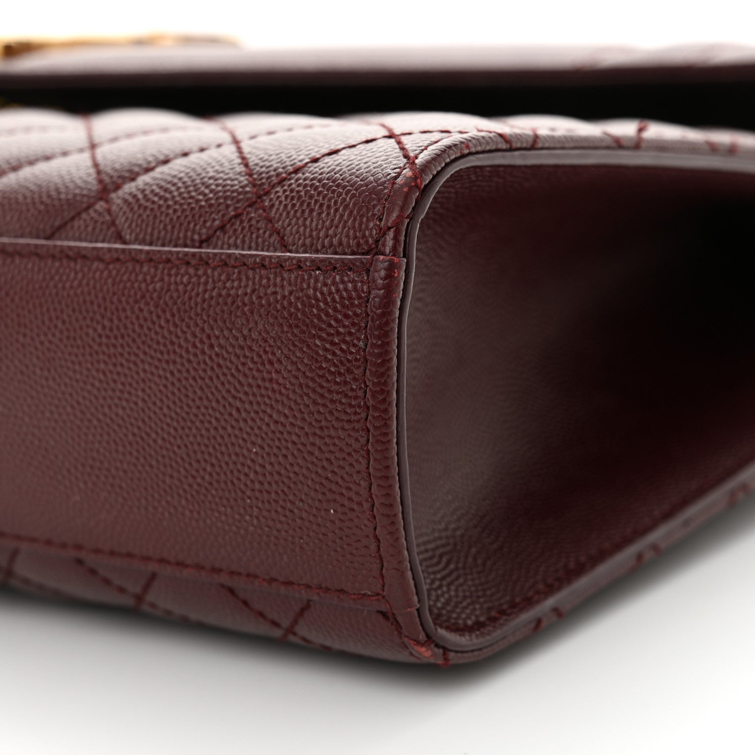 Saint Laurent Grain De Poudre Mixed Matelasse Large Triquilt Monogram Satchel Rouge Legion 10 of 16
