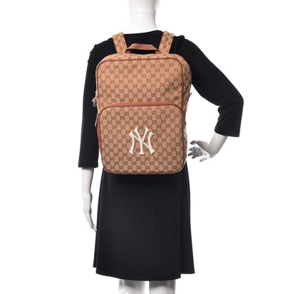 Gucci X MLB GG Monogram NY Yankees Medium Backpack Beige Ruggine Ivory 2 of 10