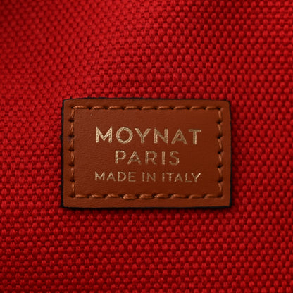 Moynat Grained Calfskin Canvas 1920 Oh! Tote Ruban Duo MM Indigo Bronze Cognac 6 of 10