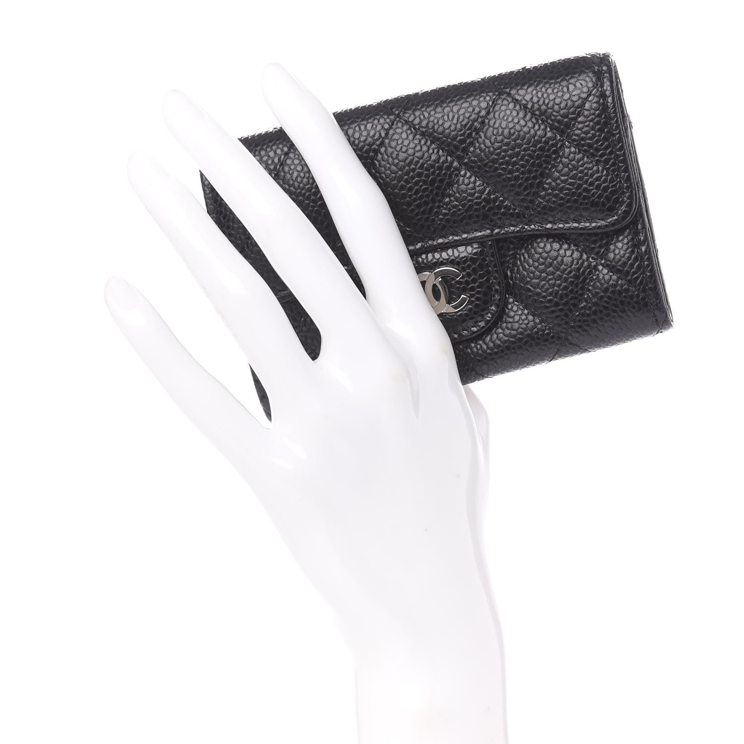 Chanel Caviar Quilted Flap Card Holder Wallet Black 2 of 11