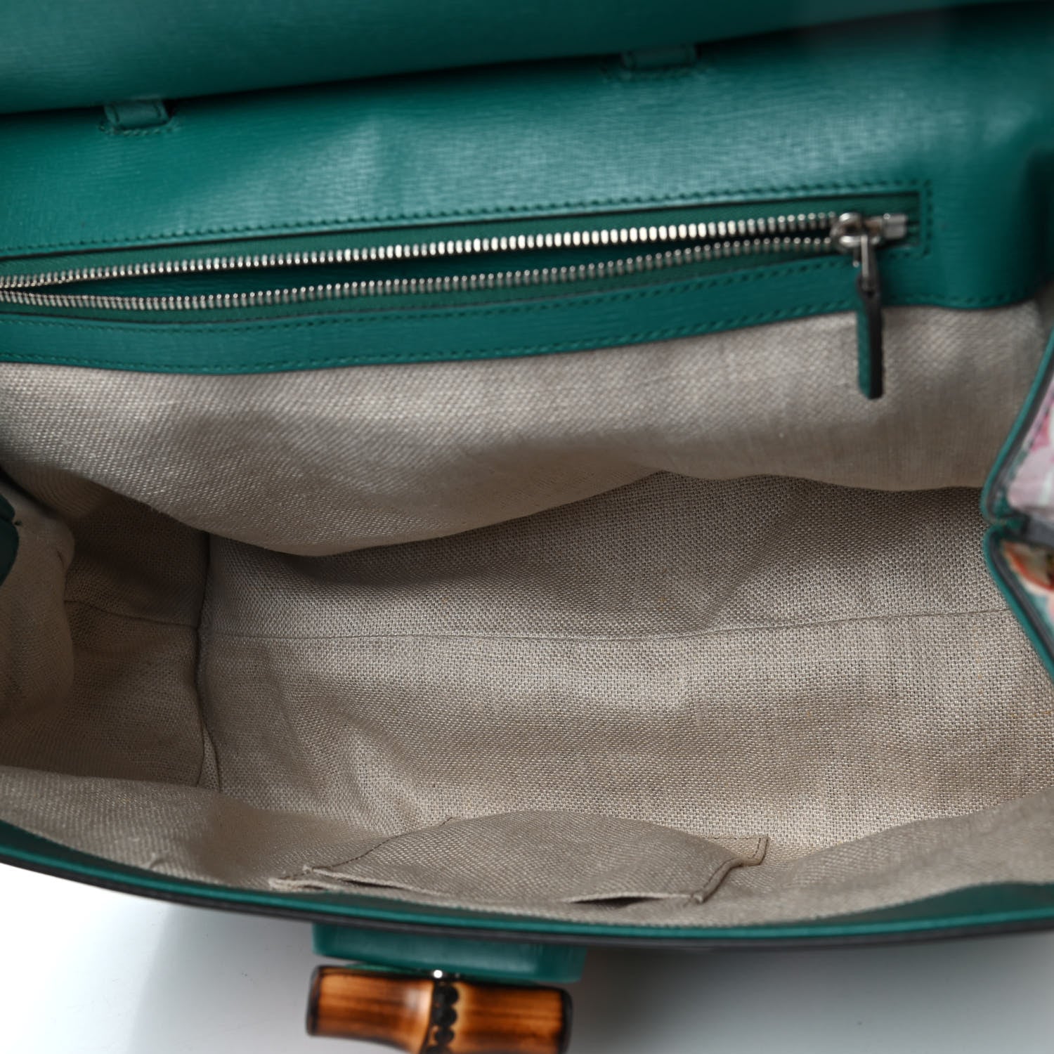 Gucci Shangai Calfskin Blooms Print Medium Bamboo Daily Top Handle Bag Clear Bright Emerald Multicolor 4 of 4