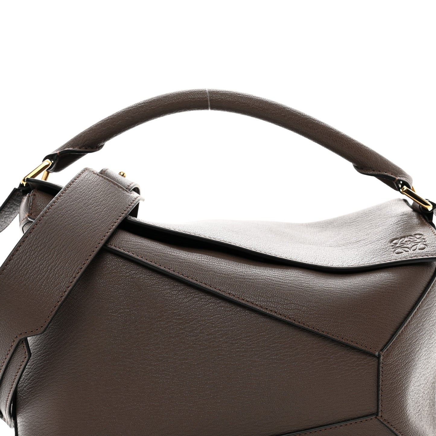 Goatskin Medium Puzzle Edge Bag Taupe