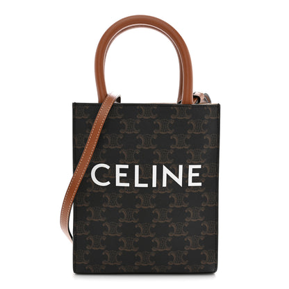 Celine Triomphe Canvas Calfskin Mini Vertical Cabas Tan 1 of 9