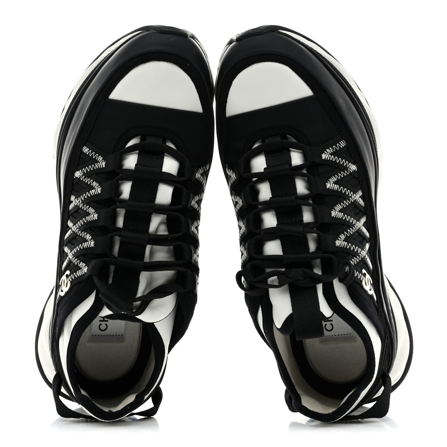 Chanel Mixed Fibers Suede Calfskin CC Sneakers 39 Black White 2 of 9